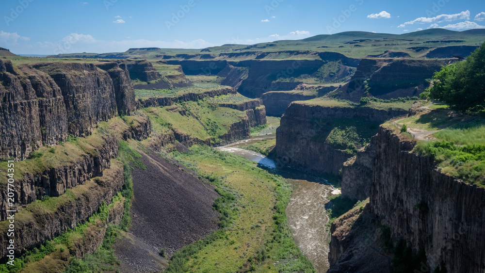 The Palouse River, snaking through canyons downstream from the Palouse Falls