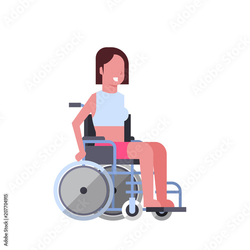 woman sit on wheelchair on white background disabled person concept flat style