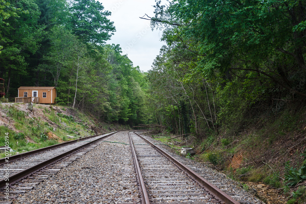 Summer landscape with an old railway