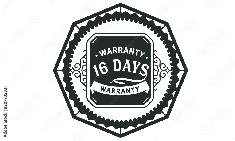 Fototapeta premium 16 days warranty icon vintage rubber stamp guarantee