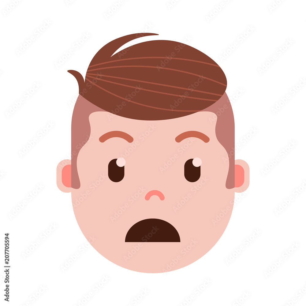 boy head emoji with facial emotions, avatar character, man grieved face with different male emotions concept. flat design. vector illustration boy head emoji with facial emotions, avatar character, man grieved face with different male emotions concept. flat design. vector illustration