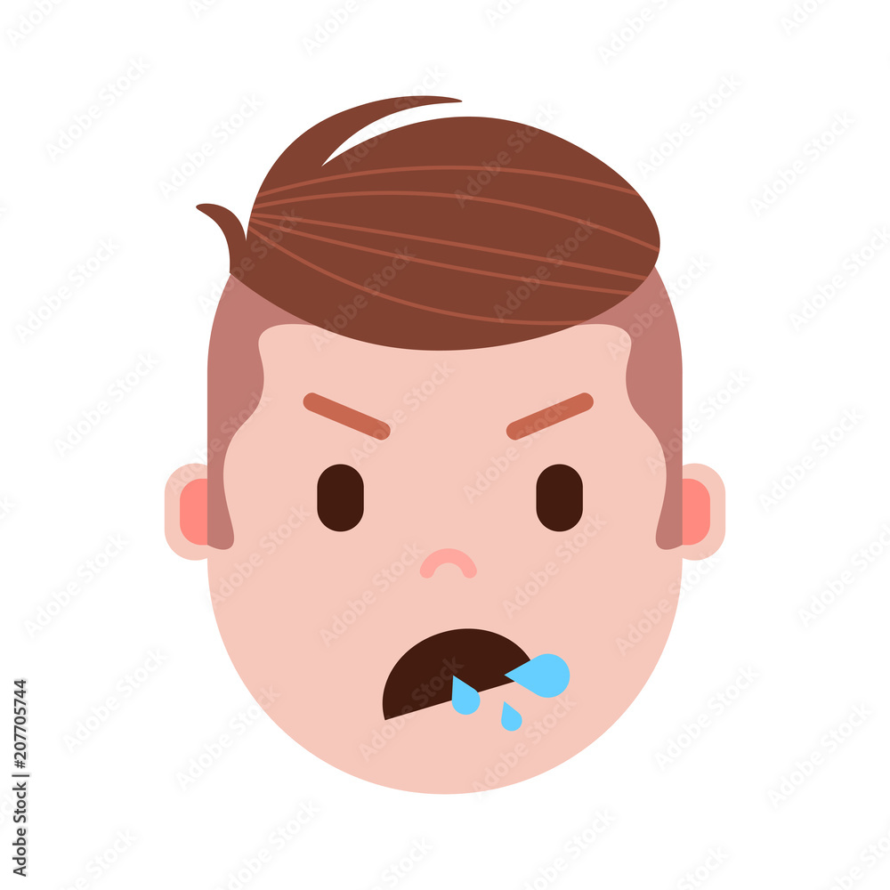 boy head emoji with facial emotions, avatar character, man split face with different male emotions concept. flat design.vector illustration boy head emoji with facial emotions, avatar character, man split face with different male emotions concept. flat design.vector illustration