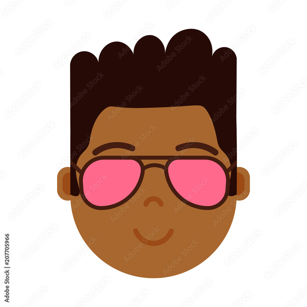african boy head emoji personage icon with facial emotions, avatar character, man in glasses face with different male emotions concept. flat design. vector illustrator african boy head emoji personage icon with facial emotions, avatar character, man in glasses face with different male emotions concept. flat design. vector illustrator
