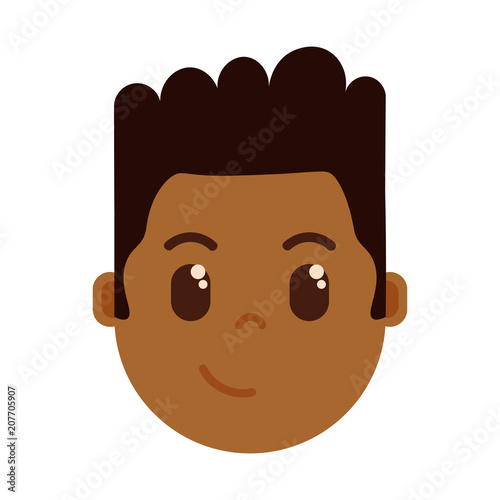 african boy head emoji personage icon with facial emotions, avatar character, man cunning face with different male emotions concept. flat design. vector illustration