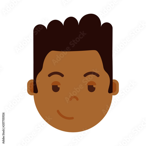 african boy head emoji personage icon with facial emotions, avatar character, man cunning face with different male emotions concept. flat design. vector illustration