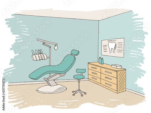 Dentist office clinic graphic color sketch interior illustration vector
