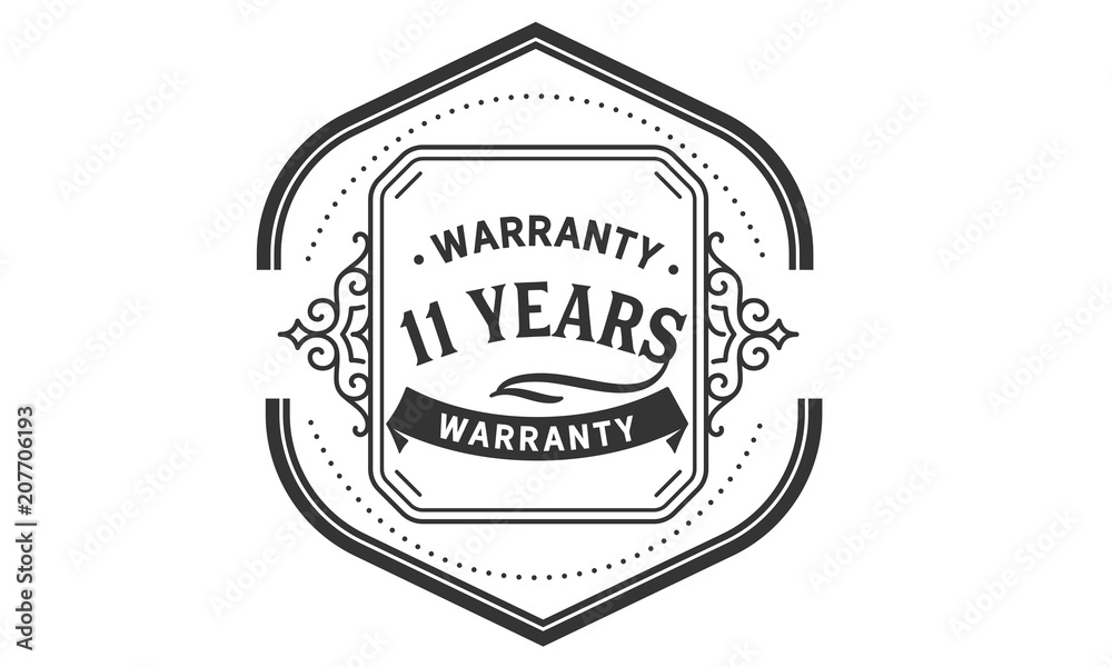 11 years warranty icon vintage rubber stamp guarantee