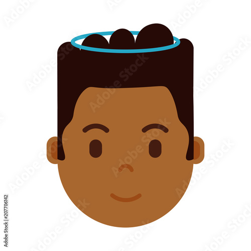 african boy head emoji with facial emotions, avatar character, man nimbus face with different male emotions concept. flat design. vector illustration
