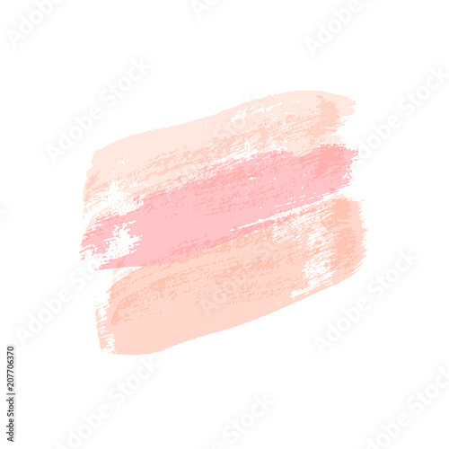 Pastel pink brush strokes isolated on white background. Vector design element.