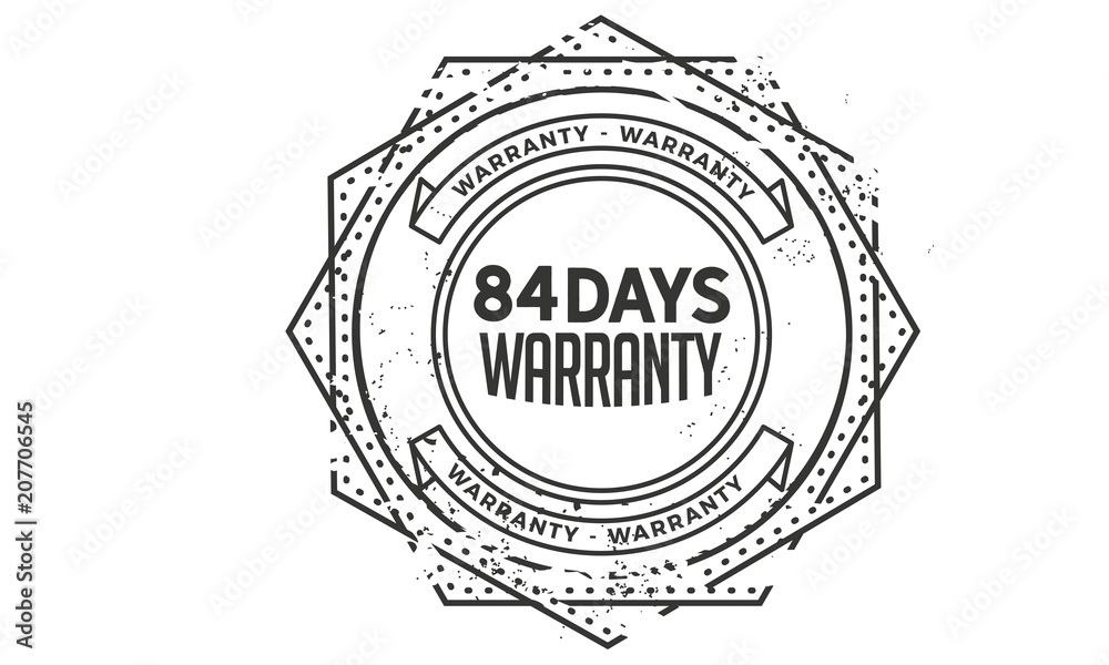 84 days warranty icon vintage rubber stamp guarantee