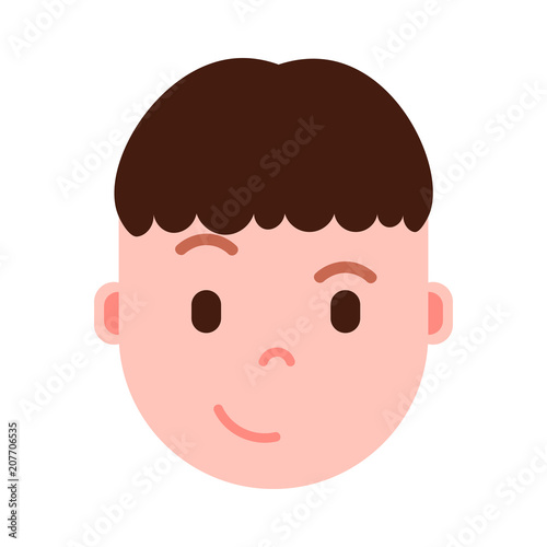 boy head emoji personage icon with facial emotions, avatar character, man cunning face with different male emotions concept. flat design. vector illustration