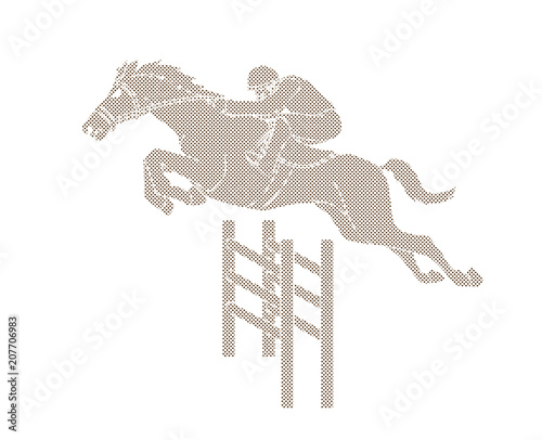 Horse racing ,Horse with jockey designed using dots pixels graphic vector.