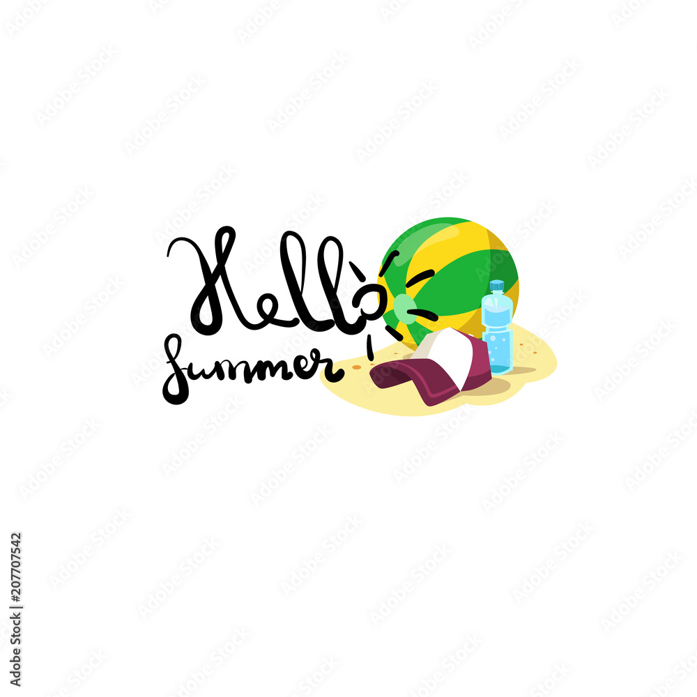 Fototapeta premium Hello summer badge Isolated Typographic Design Label