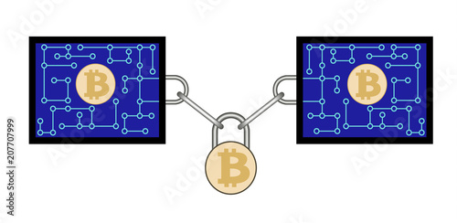 block chain technology of bitcoin with lock