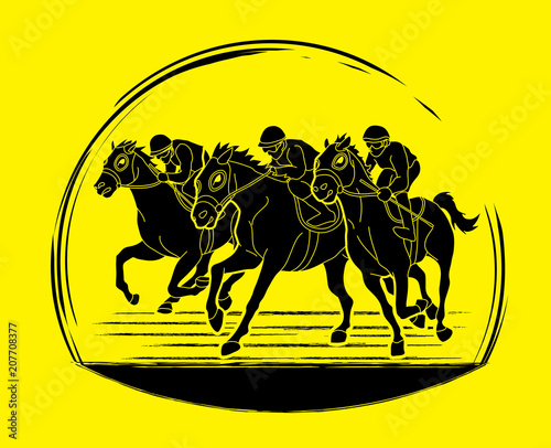 Horse racing ,Horse with jockey, graphic vector.