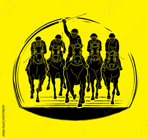 Horse racing ,Horse with jockey, graphic vector.