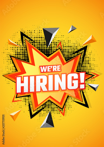 We are Hiring Poster or Banner Design. Job Vacancy Advertisement Concept.