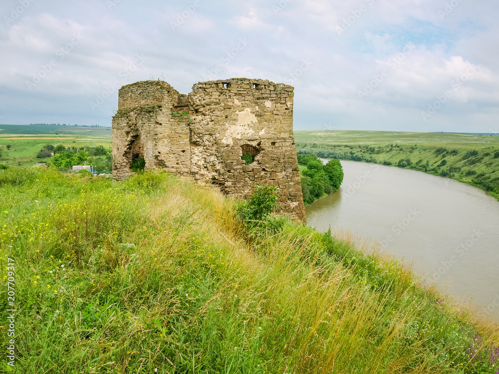 Remains of tower of medieval castle in Zhvanets, Ukraine Remains of tower of medieval castle in Zhvanets, Ukraine