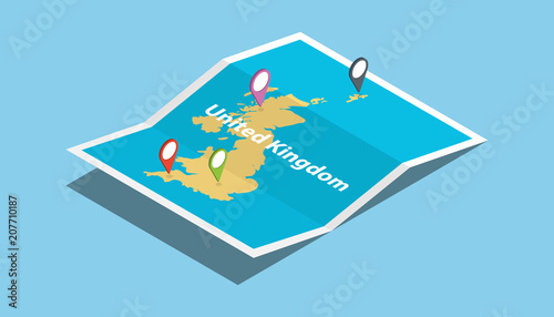 uk united kingdom explore maps country nation with isometric style and pin location tag on top