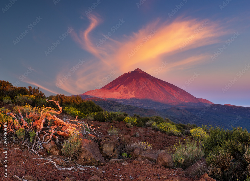 Valokuva Teide volcano in Tenerife in the light of the rising sun. - tilaa  netistä Europosters.fi