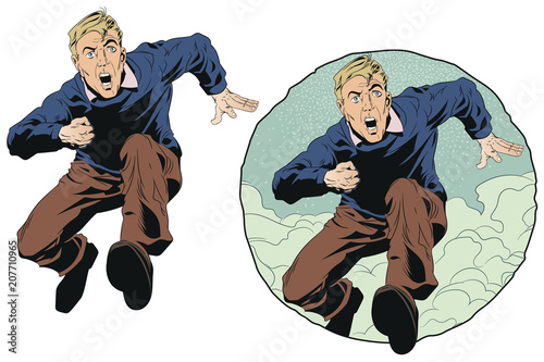 Male runs and screams. Stock illustration.