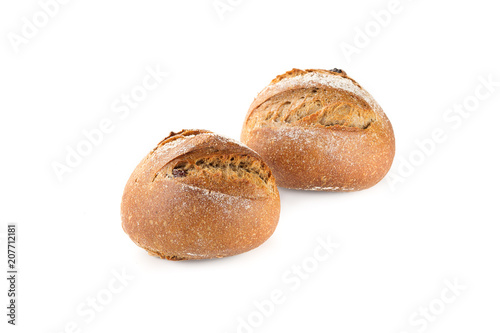 Fresh bread, rolls on white background