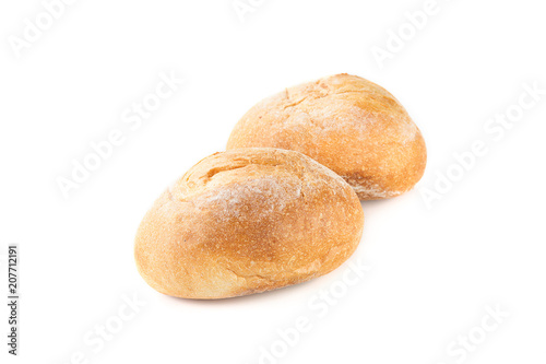 Fresh bread, rolls on white background