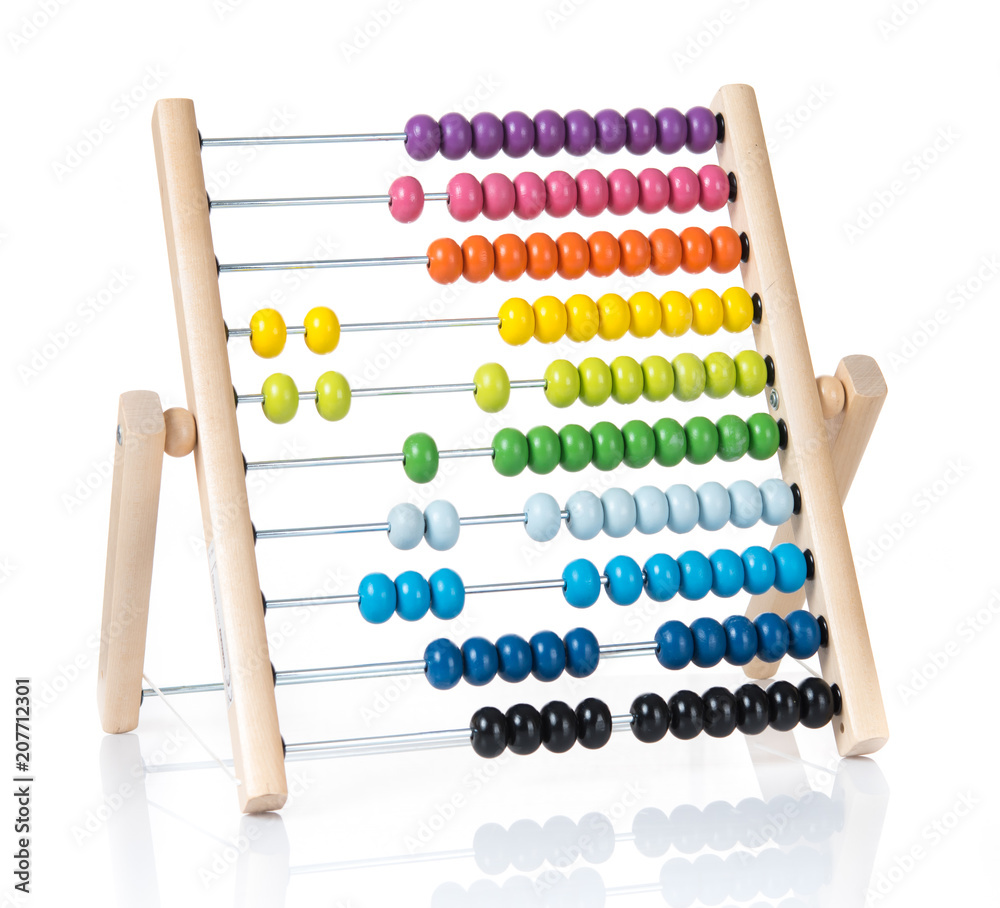 Calculate colorful abacus on white background. Calculate colorful abacus on white background.