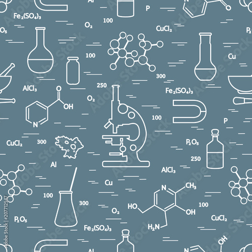 Seamless pattern: scientific, education elements.