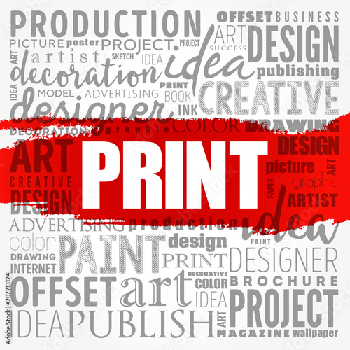 PRINT word cloud, creative business concept background