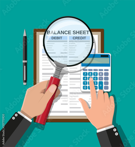Accountant checks money balance