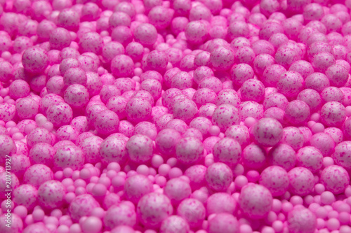 Fototapeta Naklejka Na Ścianę i Meble -  Small and Large Pink Polysterene balls background