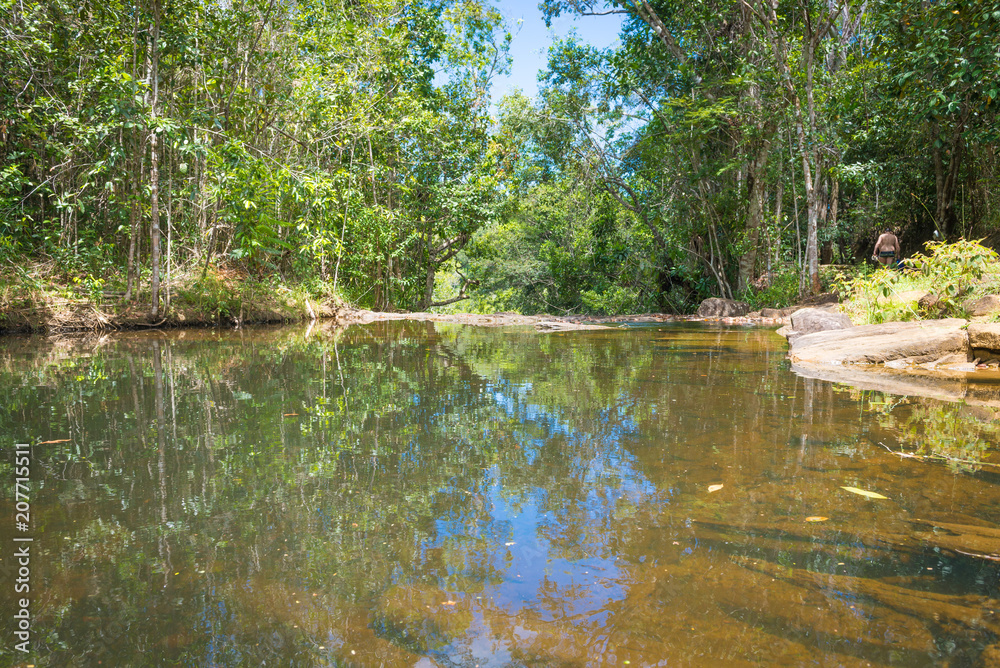 Waterfall and stream in the forest in Itacare