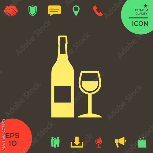 Bottle of wine and wineglass icon
