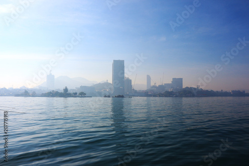 Traveling and transportation by boat from the port in Chonburi, Thailand.