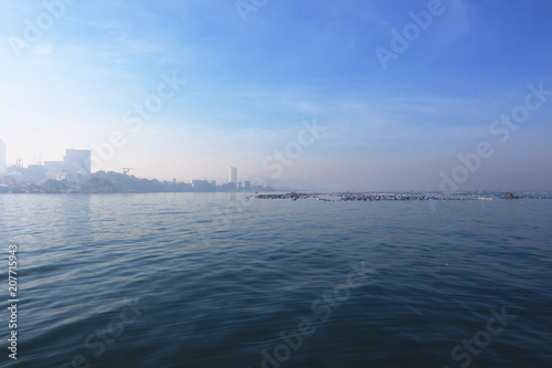 Traveling and transportation by boat from the port in Chonburi, Thailand.