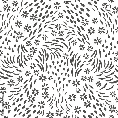 Vector organic seamless abstract background, botanical motif, freehand doodles pattern. © dinadankersdesign