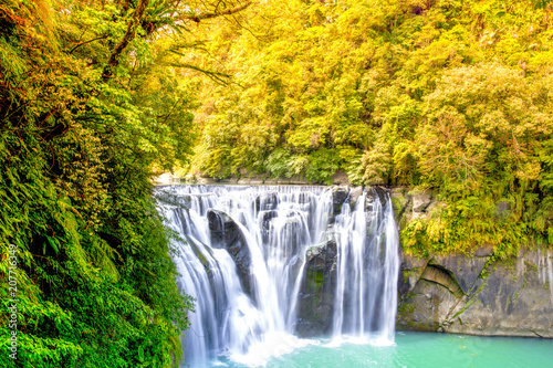 Beautiful Shifen waterfall nature scenery located in Pingxi District Taiwan