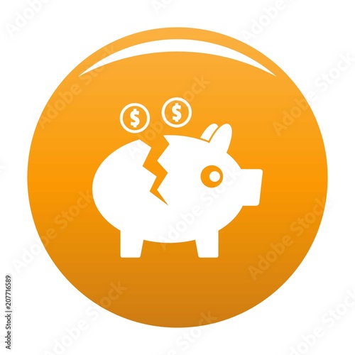 Piggy bank icon. Simple illustration of piggy bank vector icon for any design orange