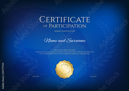 Certificate template in sport theme with border frame, Diploma design