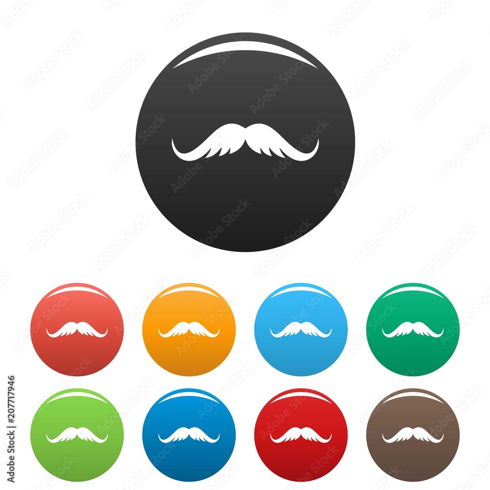 Cutting mustache icon. Simple illustration of cutting mustache vector icons set color isolated on white Cutting mustache icon. Simple illustration of cutting mustache vector icons set color isolated on white