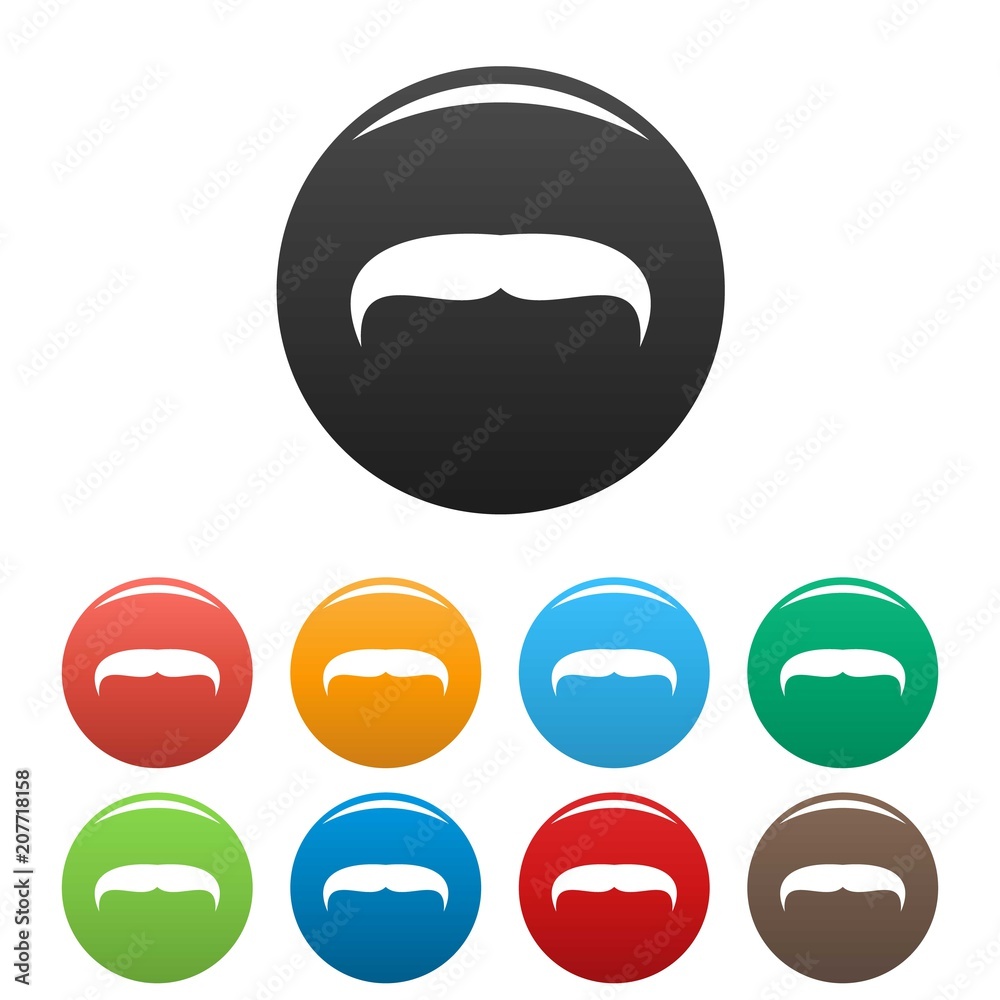 Villainous mustache icon. Simple illustration of villainous mustache vector icons set color isolated on white Villainous mustache icon. Simple illustration of villainous mustache vector icons set color isolated on white