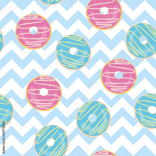 Donut vector illustration isolated on white background. Donut icon in a flat style. Seamless pattern, background, card, poster. Template for design. photo