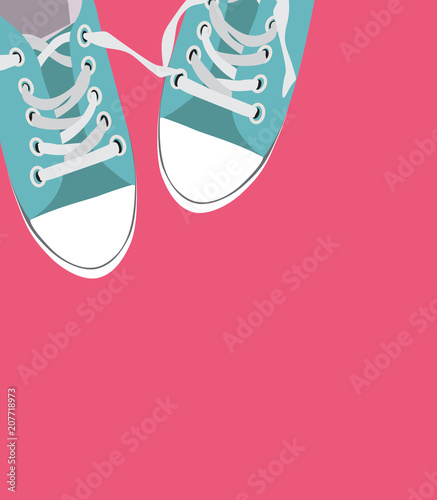 Pair of shoes on color background Vector Illustration