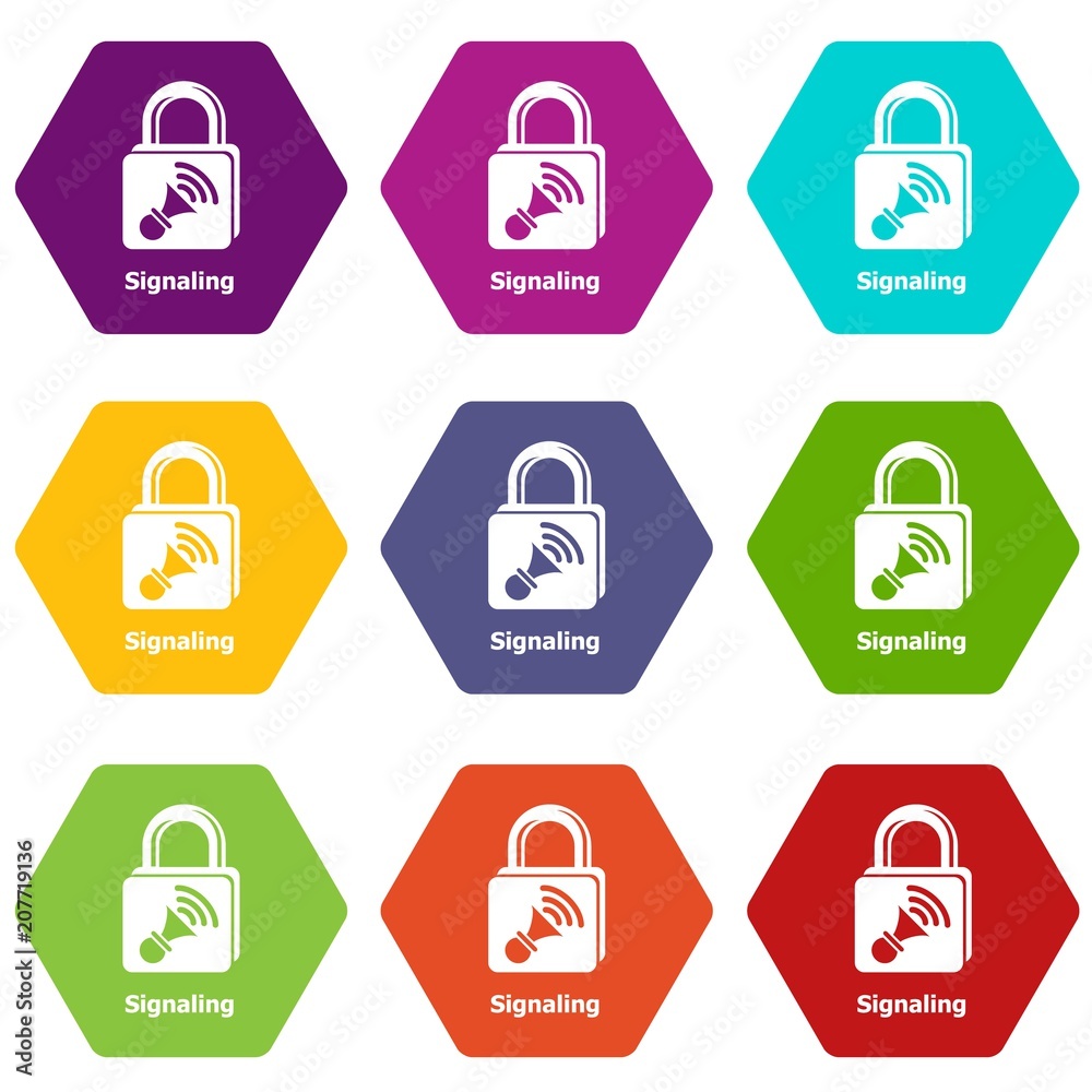Signaling icons 9 set coloful isolated on white for web Signaling icons 9 set coloful isolated on white for web