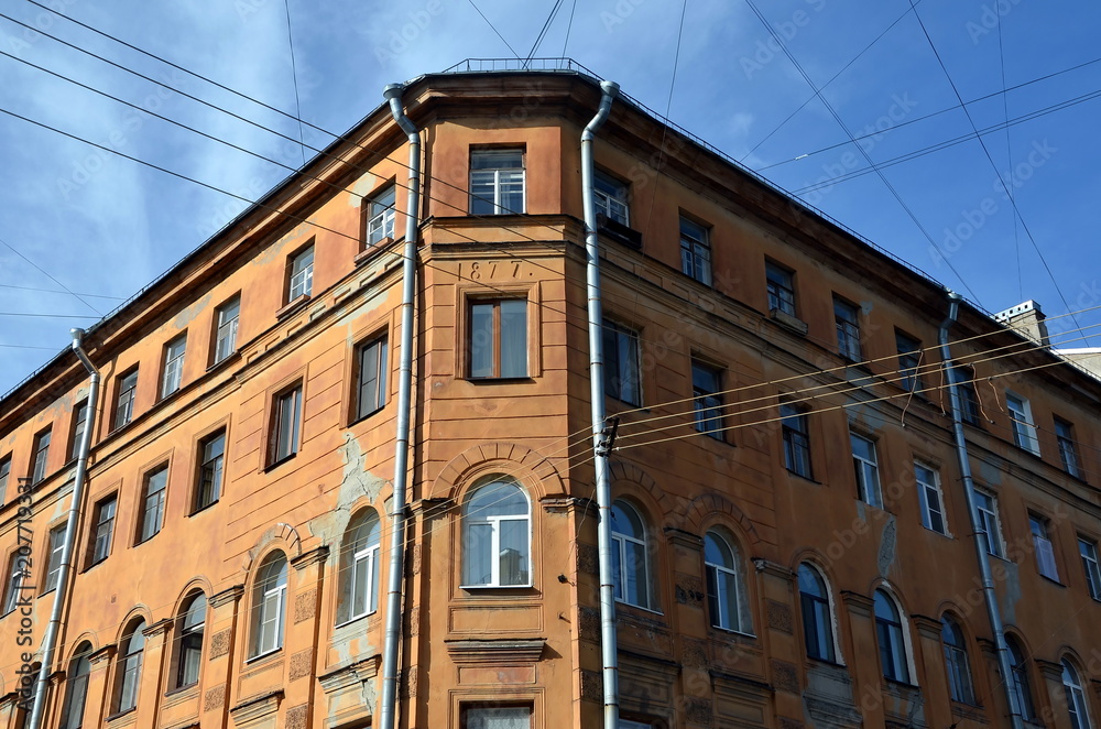 Historical architecture of St. Petersburg. Former profitable house in the city center built in 1877