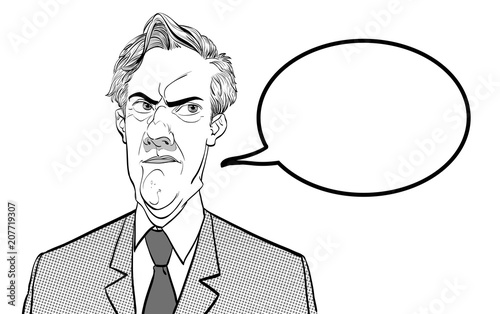 Portrait of doubting man. Disappointed retro man. Frustrated man. Pop art retro style illustration. People in retro style.