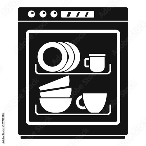 Dishwasher icon. Simple illustration of dishwasher vector icon for web design isolated on white background