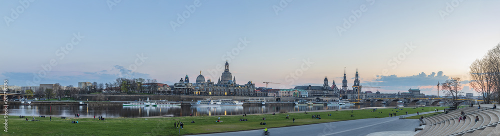 Twilight At Dresden, above the Elbe River, Dresden, German