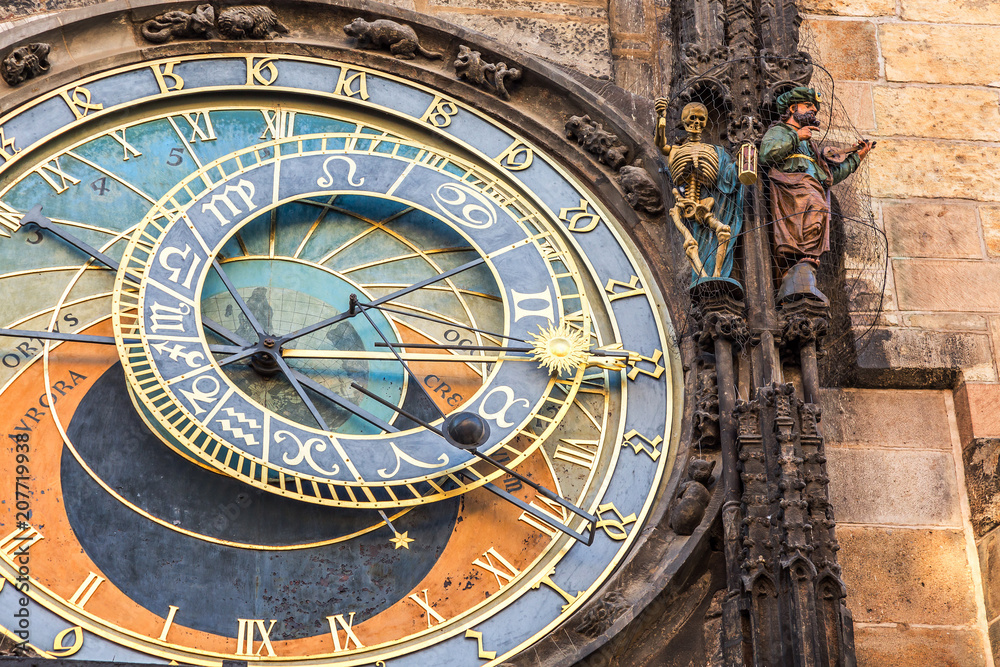 Detail of the astronomical clock in the Old Town Square in Prague, Czech Republic Detail of the astronomical clock in the Old Town Square in Prague, Czech Republic